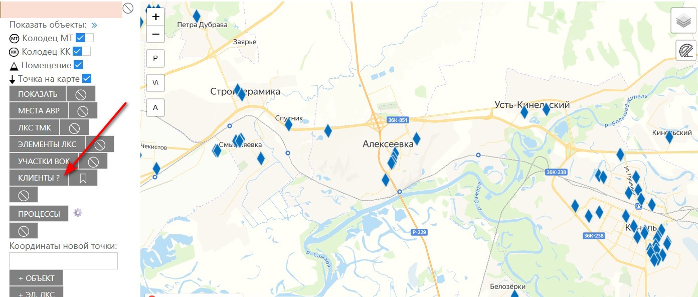 Отображение потенциальных клиентов на карте