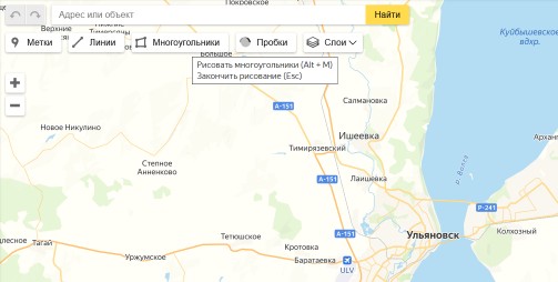 Меню многоугольник в Конструкторе карт